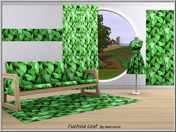 Sims 3 — Fuchsia Leaf_marcorse by marcorse — Themed pattern: lifelife fuchsia leaves, enmasse