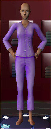 Sims 2 — Purple Sweet Dreams PJ by Kiko - 01 by Kikowiko — Sweet on the front Dreams on the back. Part of a set of 6
