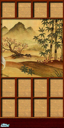 Sims 2 — Asian Garden Wall Collection - 02 by elektra274 — 2 of 13 paneled wall designs.
