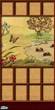 Sims 2 — Asian Garden Wall Collection - 04 by elektra274 — 4 of 13 paneled wall designs.