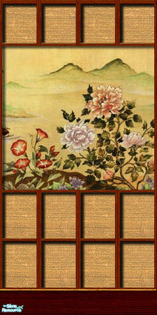 Sims 2 — Asian Garden Wall Collection - 05 by elektra274 — 5 of 13 paneled wall designs.