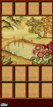 Sims 2 — Asian Garden Wall Collection - 10 by elektra274 — 10 of 13 paneled wall designs.
