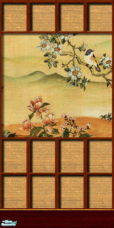Sims 2 — Asian Garden Wall Collection - 06 by elektra274 — 6 of 13 paneled wall designs.