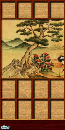 Sims 2 — Asian Garden Wall Collection - 01 by elektra274 — 1 of 13 paneled wall designs.