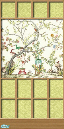Sims 2 — Asian Aviary Wall Collection - 05 by elektra274 — 5 of 6 Asian-themed paneled walls.