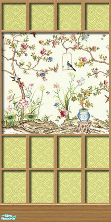 Sims 2 — Asian Aviary Wall Collection - 02 by elektra274 — 2 of 6 Asian-themed paneled walls.