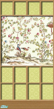 Sims 2 — Asian Aviary Wall Collection - 04 by elektra274 — 4 of 6 Asian-themed paneled walls.