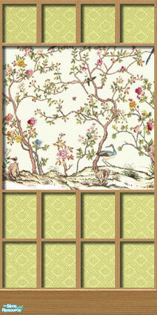 Sims 2 — Asian Aviary Wall Collection - 03 by elektra274 — 3 of 6 Asian-themed paneled walls.