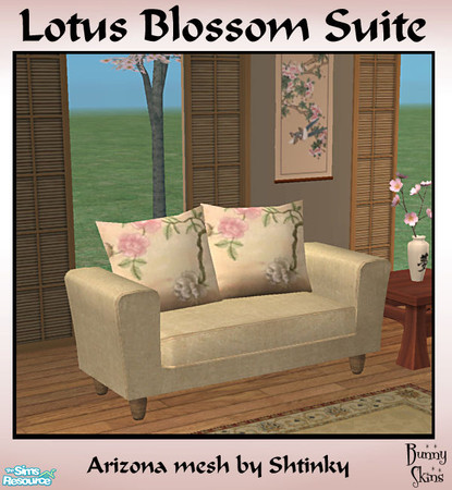 Sims 2 — Lotus Blossom Suite: Bamboo Loveseat by BunnyTSR — A comfortable and stylish loveseat with an Oriental theme.