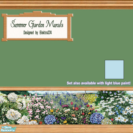 Sims 2 — Summer Garden Murals by elektra274 — A set of 18 painted walls featuring a floral mural.