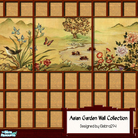 Sims 2 — Asian Garden Wall Collection by elektra274 — A 13 part set of Asian-inspired wall designs.