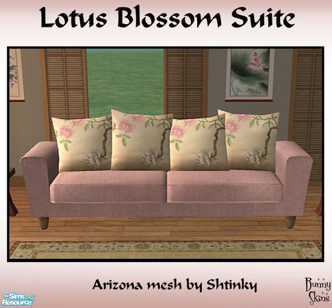 Sims 2 — Lotus Blossom Suite: Blossom Sofa by BunnyTSR — A comfortable and stylish sofa with an Oriental theme.