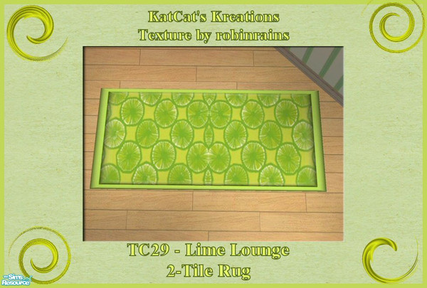 Sims 2 — TC29 - Lime Lounge 2-Tile Rug by KatCat — TC29 recolor of the "'Unbridled Braids' Oval Rug" from the
