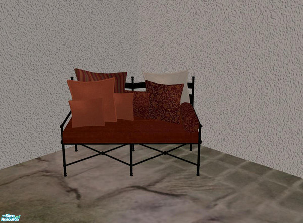 Sims 2 — PB Outdoor - recolors - polstery - red - Loveseat Black by ShinoKCR — 
