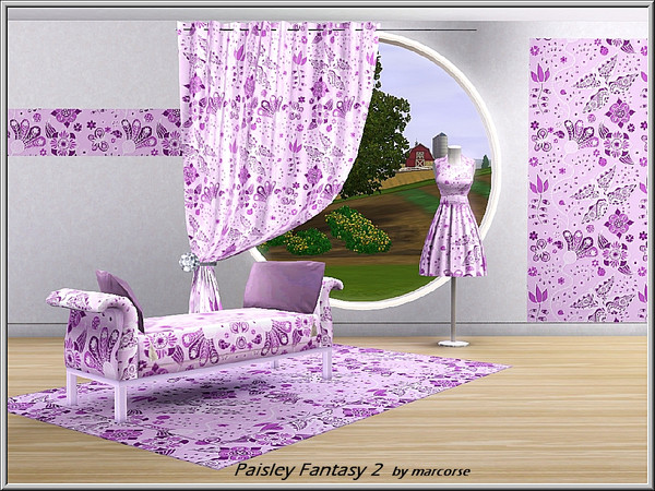 Sims 3 — Fantasy Paisley2_marcorse by marcorse — Fabric pattern: pretty purple fantasy paisley