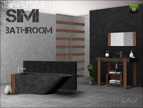 Sims 3 — Simi bathroom by Gosik — Bahroom set that includes: bathtub, shower, two sinks, two room dividers, small table,