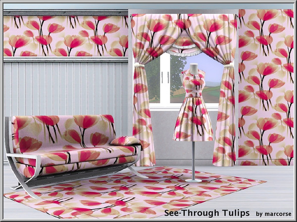 Sims 3 — See-through Tulips_marcorse by marcorse — Fabric pattern: semi-transparent pink tulips