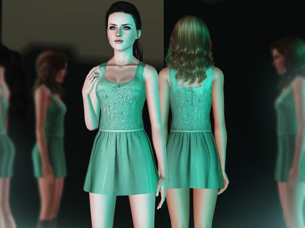 Sims 3 — Bloom by -April- — Hey! I'm back with this short summer dress with nice flower patterns and sequin details on