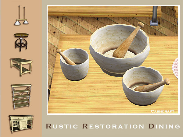 Sims 3 — Rustic Restoration Pestle and Mortar sets by Cashcraft — Clutter, mortar and pestle sets created by Cashcraft