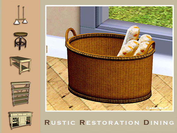 Sims 3 — Rustic Restoration Basket by Cashcraft — A storage basket of homemade French baguettes. Created for TSR.
