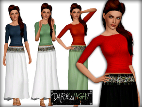 Sims 3 — Summer Time Midi Skirt & Sleeve Top by DarkNighTt — Summer Time Outfit for your ''Cute'' sims. Have 3