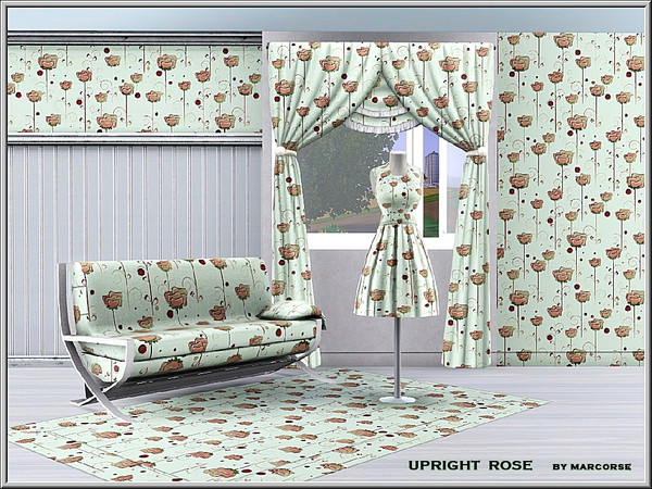 Sims 3 — Upright Rose_marcorse by marcorse — Themed pattern: upright pink rose stems in a regular repeat design