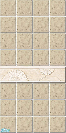 Sims 2 — Judy_Amari BathRoom - Wallpaper 1 by judyhugsnoopy — White tile with flower border for my Amari Bathroom. Enjoy!