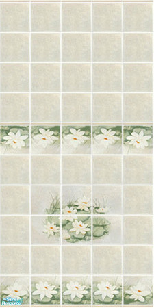 Sims 2 — Water Lilies - wall by Mekhi — Delicate tiled wall for your your sim homes. Enjoy!