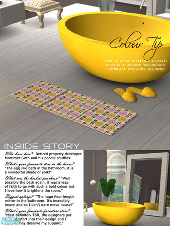 Sims 2 — Egg Yolk Bathmat by Nanshi — Based on Murano's gorgeous Solar Bathroom. You must have that set's meshes in order
