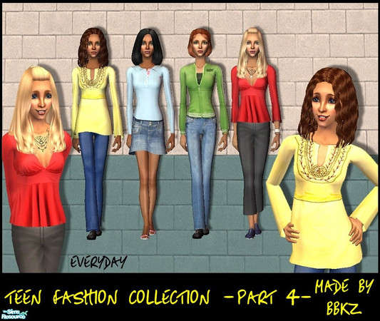 Sims 2 — Teen Fashion Collection - part 4 - by BBKZ — Four new everyday outfits for female teens. No EP required! Three