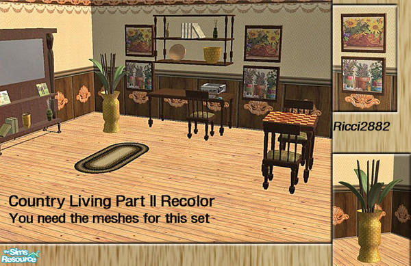 Sims 2 — Country Living Recolor Part II Green by TheNumbersWoman — A Green Recolor of part two of the Country Living Set