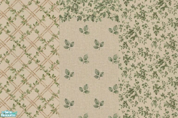 Sims 2 — Leafy Leaves set by tamlfra — I wanted a set of walls with leaves, in a similar color, and this 3 part set is