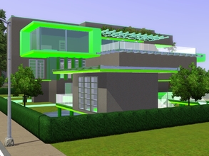 Sims 3 — futuristic modern green home by RamboRocky90 — New futuristic green color shemed house. The lot contains, a lake