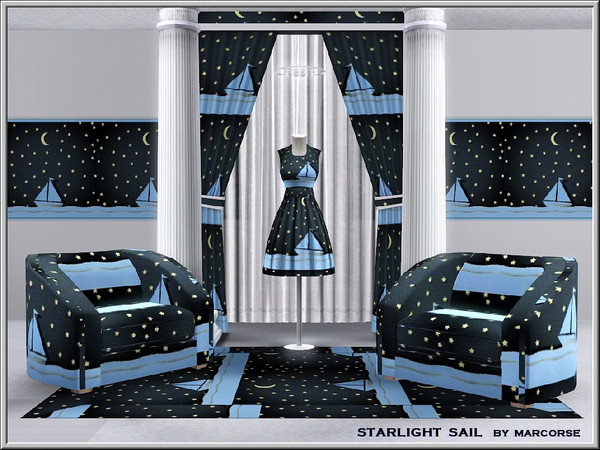 Sims 3 — Starlight Sail_marcorse by marcorse — Themed pattern: sailing under the moon and stars - for children?