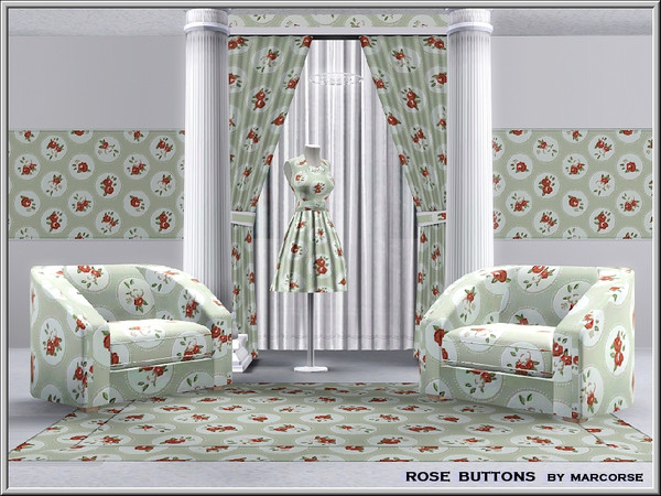 Sims 3 — Rose Buttons_marcorse by marcorse — Fabric pattern: red rosebud 'buttons' in a regular repeat design on palest