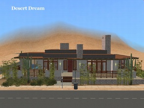 Sims 2 — Desert Dream by millyana — Out in the desert, surrounded by natural vegetation, this wood and stone house blends