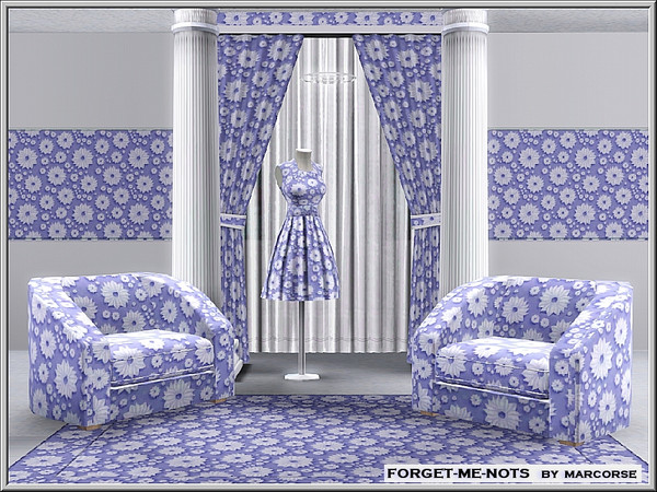 Sims 3 — Forgetmenots_marcorse by marcorse — Fabric pattern: forgetmenot floral liberty style pattern in blue and white.