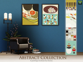 Sims 3 — Abstract Collection by Lhonna — Set of 6 wall hangings with abstract figures. The paintings are colorful and