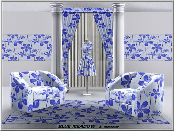 Sims 3 — Blue Meadow_marcorse by marcorse — Fabric pattern: pretty blue wildflower scatter design