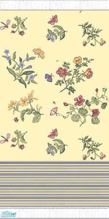 Sims 2 — Floral Summer Kitchen - Floral Kitchen Wall by Riverwillows — Lovely wallpaper, yellow with summer flowers. Part
