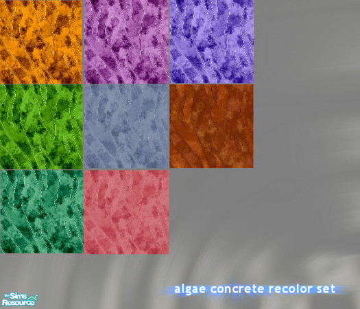 Sims 2 — Algae Concrete Recolor Set by simmyfan2852 — A set of various recolors of the Algae Concrete floor.