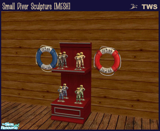 Sims 2 — Small Diver Sculpture [MESH] by wildstar24 — Desktop-sized version of the giant OFB diver sculpture; beige