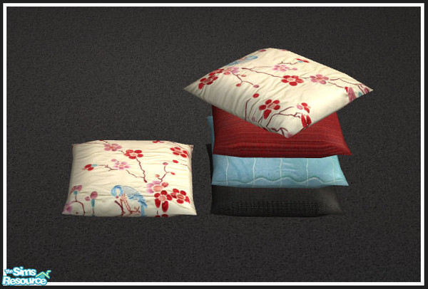 Sims 2 — Cosy sleeping flowery red - pillow 1 by mirake — 