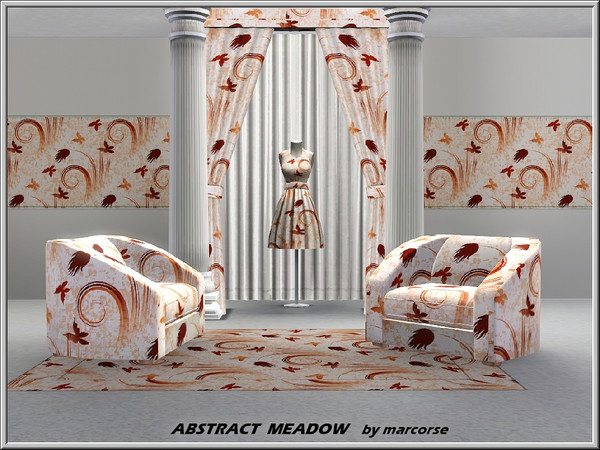 Sims 3 — Abstract  Meadow_,marcorse by marcorse — Abstract pattern: abstract grass shapes and floating butterflies in