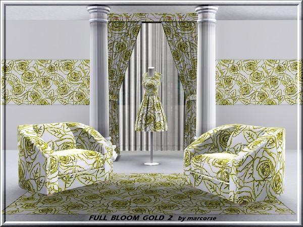 Sims 3 — Full-blown Gold2_marcorse by marcorse — Fabric pattern: full-blown golden roses allover.