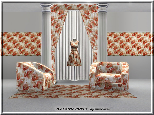 Sims 3 — Iceland Poppy_marcorse by marcorse — Fabric pattern: red iceland poppies in an allover design