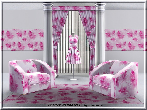 Sims 3 — Peony Romance_marcorse by marcorse — Fabric pattern: romantic pink peonies in a blurred design