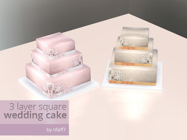 Sims 3 — 3 Layers Square Wedding Cake by tifaff72 — 3 layers square wedding cake. Decorate only.