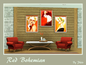 Sims 3 — Red Bohemian by philo — Three original Paintings from Sylvia Ji on one file.