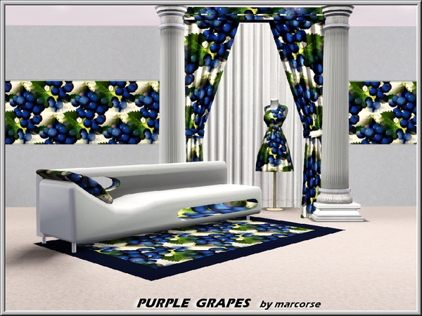 Sims 3 — Purple Grapes_marcorse by marcorse — Luscious purple grapes and leaves in a regular repeat design.